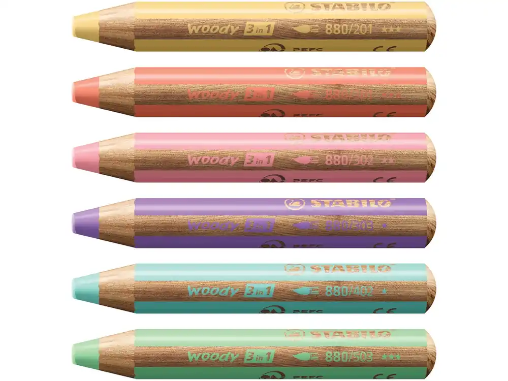 Crayons de couleurs woody 3 in 1 mine extra-large couleurs pastel à l‘unité Petit Prix