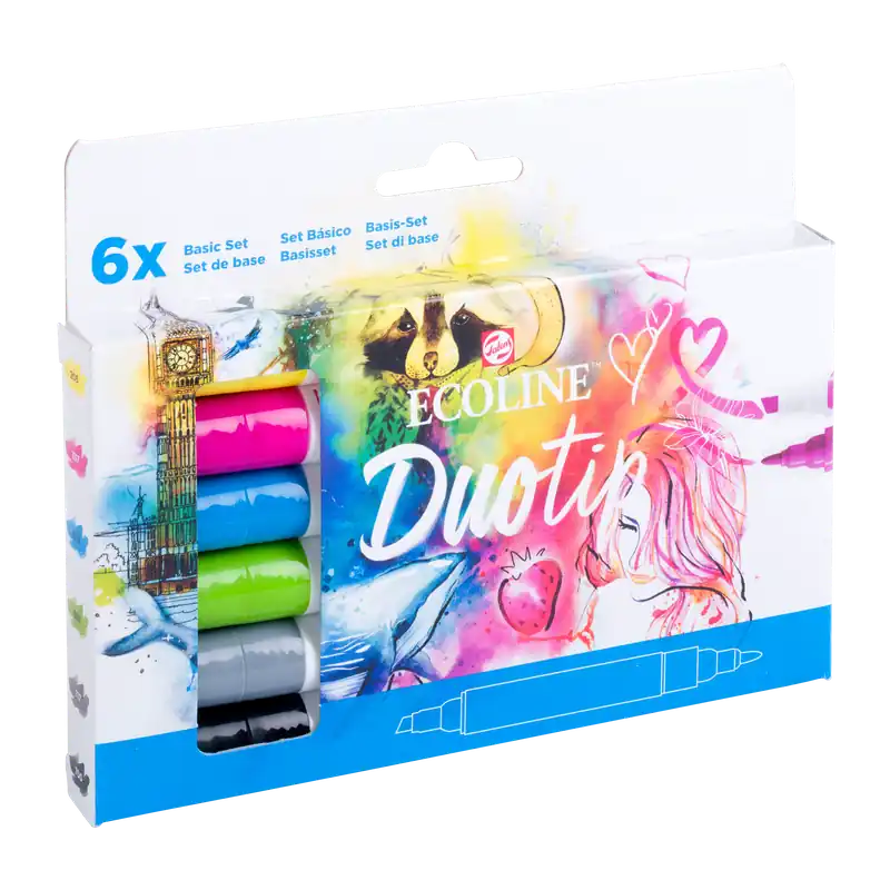 Boîte de 6 feutres Ecoline DuoTip Soldes