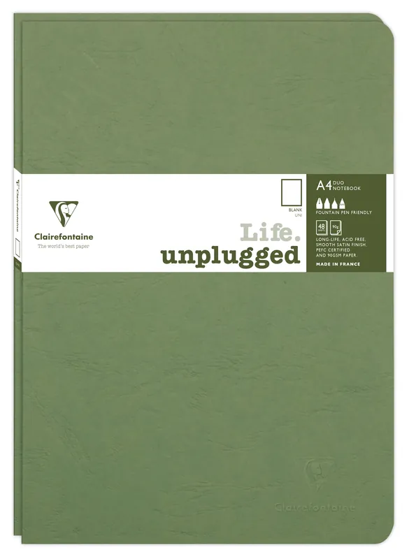 Solde Lot de 2 cahiers piqués AGE BAG A4 96 pages unis - Couverture verte