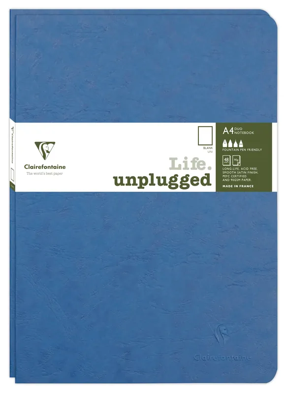 Soldes Lot de 2 cahiers piqués AGE BAG A4 96 pages unis - Couverture bleue