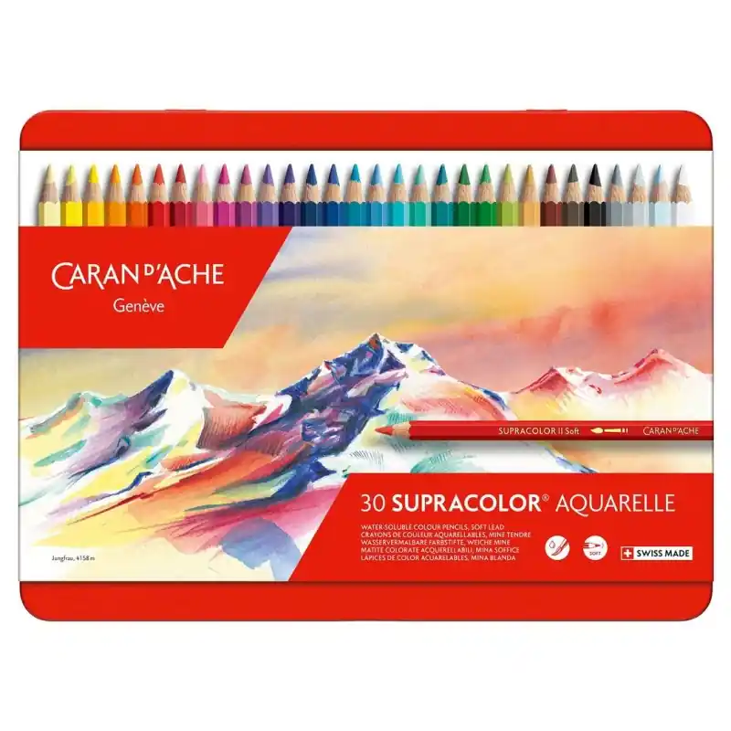 Haute Qualité Boîte 30 crayons de couleur aquarellables Supracolor - Caran d‘Ache
