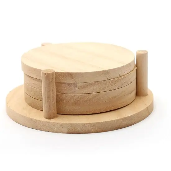 Ens. sous-verres en bois pawlonia - 12,5 x 12,5 x 1 cm Jusqu'à Épuisement Des Stocks