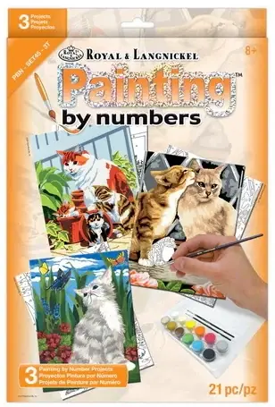Produit De Marque Ens. 3 peintures à numéros Chatons
