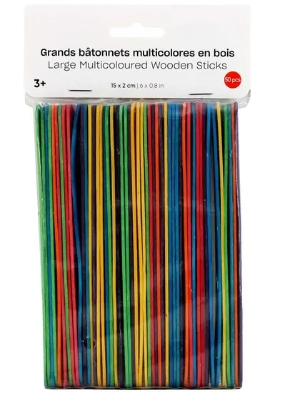 Réduction Ens. 50 bâtonnets jumbo multicolores - 15x2cm