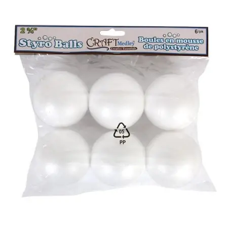 Certifié 6 Boules polystirène - 2 3/4po
