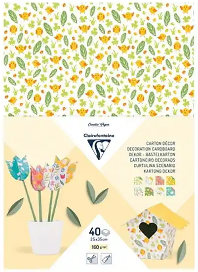 Bloc Papier Carton Décor 9.8 X 13.7 po (25 X 35 cm) 160g Printemps 40 Feuilles Prix Promo