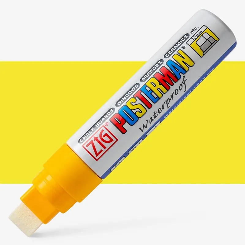 Kuretake Zig marqueur craie pour tableau big & broad (pointe 15 mm) jaune Offre Du Jour