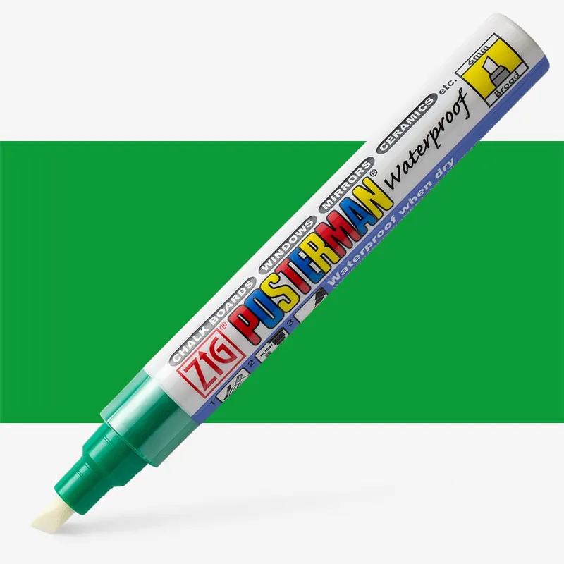 Kuretake Zig Marqueur pour ardoise Posterman pointe large (6 mm) vert Dernier Modèle