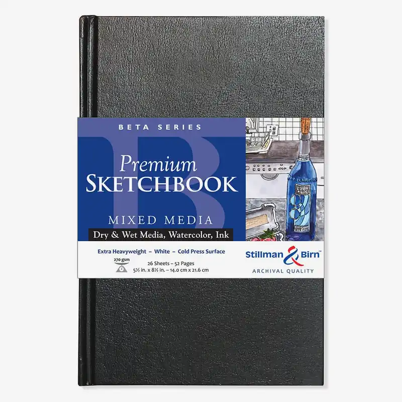 Stillman & Birn Carnet de croquis Beta 5,5 x 8,5 pouces relié rigide 270 g/m² blanc naturel grain torchon Paiement Sécurisé
