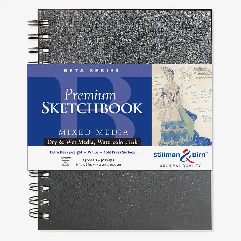 Achat Immédiat Stillman & Birn Beta Sketchbook 6 x 8" relié spirale 270 g/m² blanc naturel pressage à froid / grain torchon