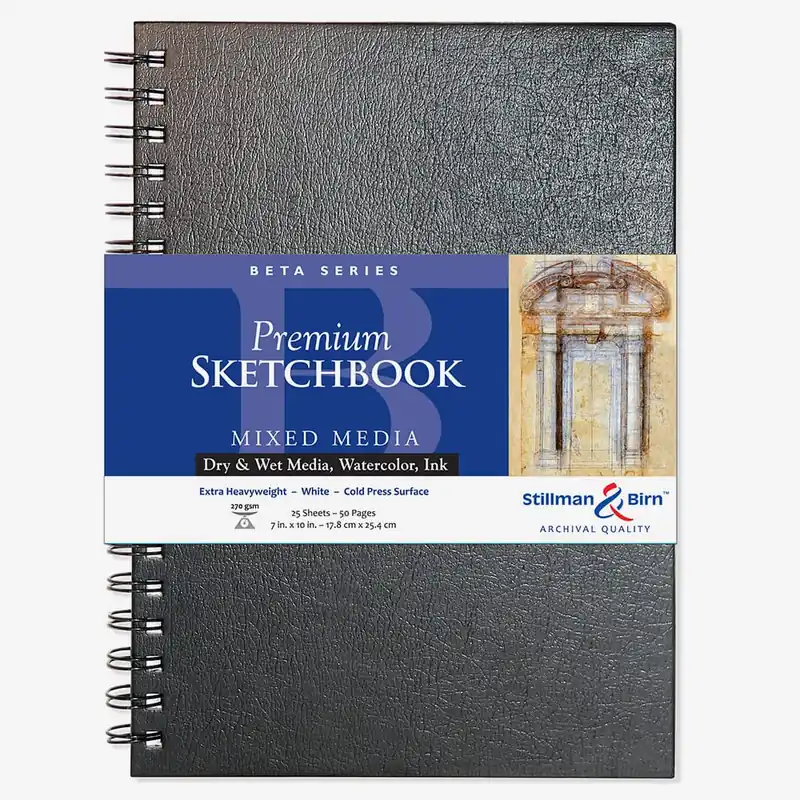 Stillman & Birn Beta Sketchbook 7 x 10in reliure spirale 270 g/m² blanc naturel grain torchon (pressage à froid) Nouvel Arrivage