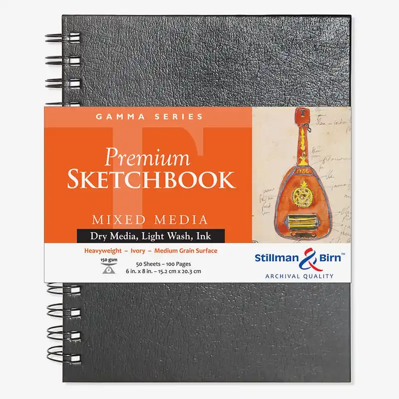 Stillman & Birn Gamme Gamma Sketchbook 6 x 8 pouces, reliure spirale, 150 g/m² vélin ivoire Offre Exclusive