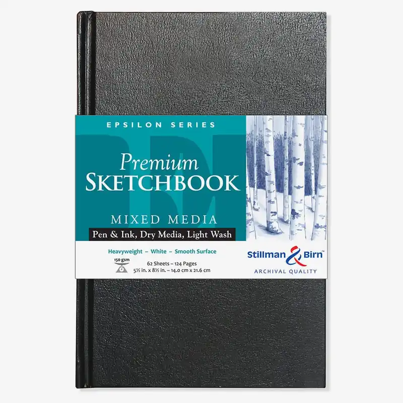 Stillman & Birn Carnet de croquis Epsilon 5,5 x 8,5 po relié rigide 150 g/m² blanc naturel lisse Commander Vite