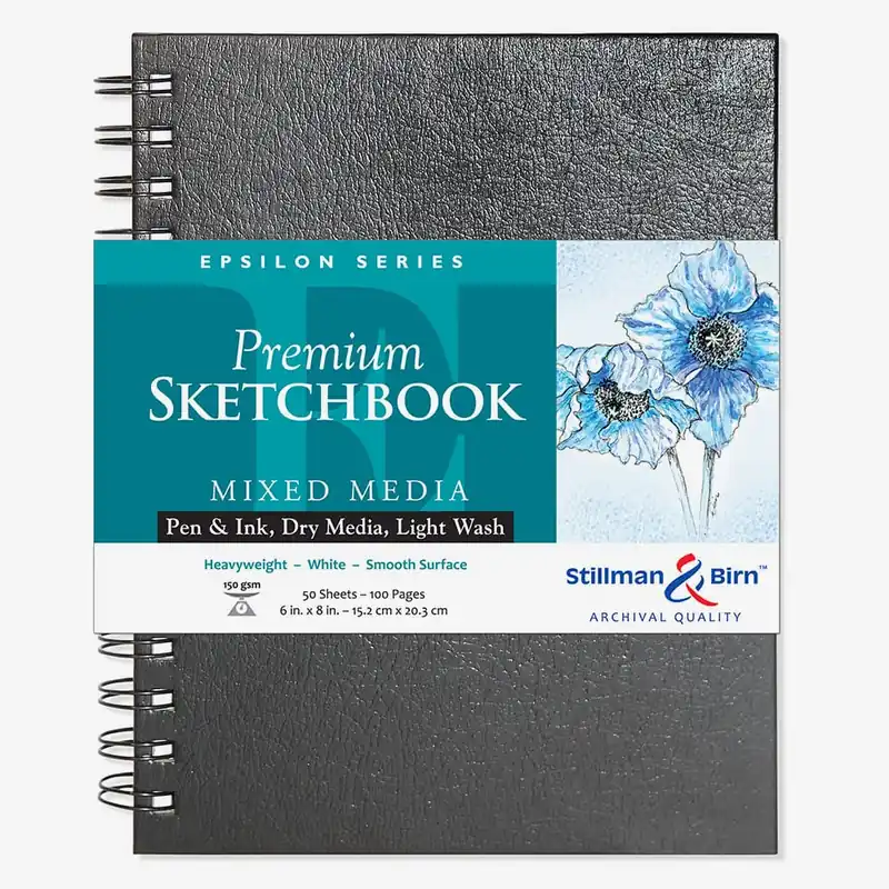 Stillman & Birn Carnet de croquis Epsilon 6 x 8 pouces, reliure spirale 150 g/m² blanc naturel lisse Vente Flash