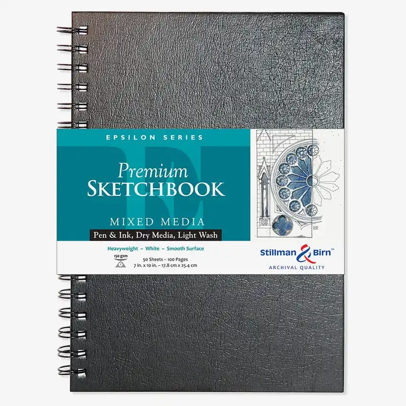 Certifié Stillman & Birn Carnet de croquis Epsilon 17,8 x 25,4 cm reliure spirale 150 g/m² blanc naturel lisse