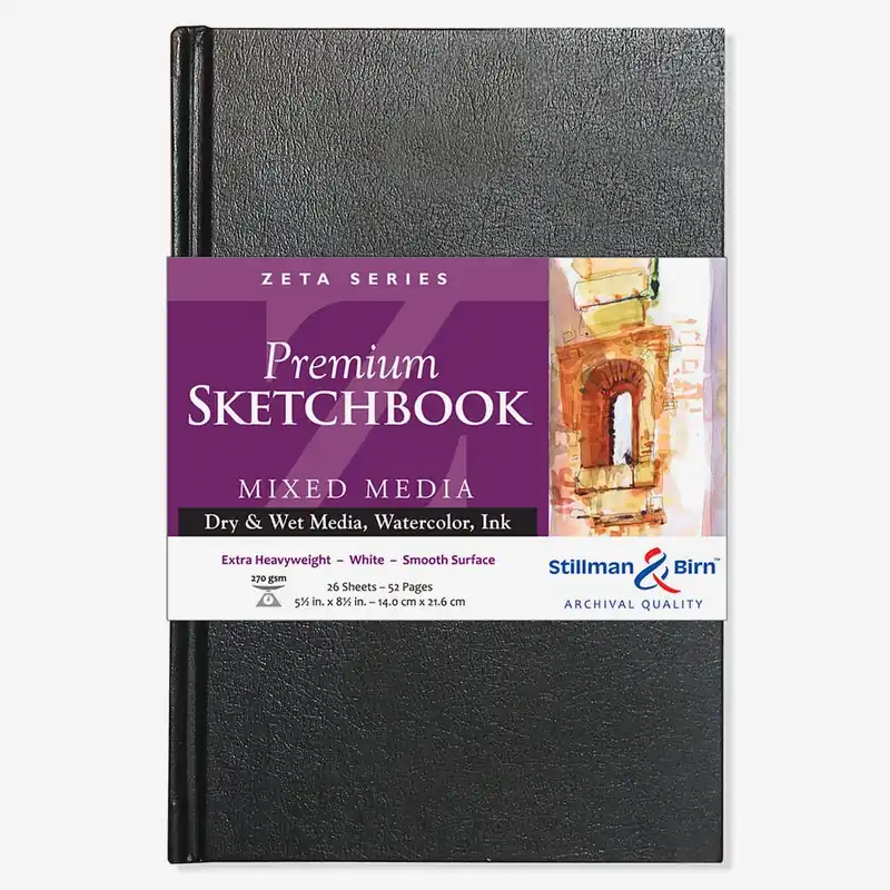 Stillman & Birn Zeta Sketchbook 5,5 x 8,5 pouces, couverture rigide 270 g/m² blanc naturel, lisse Expédition Rapide