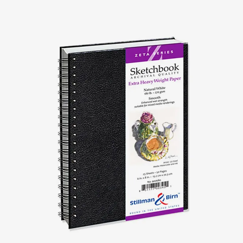 Certifié Stillman & Birn Zeta Sketchbook 6 x 8 po reliure spirale 270 g/m² blanc naturel lisse