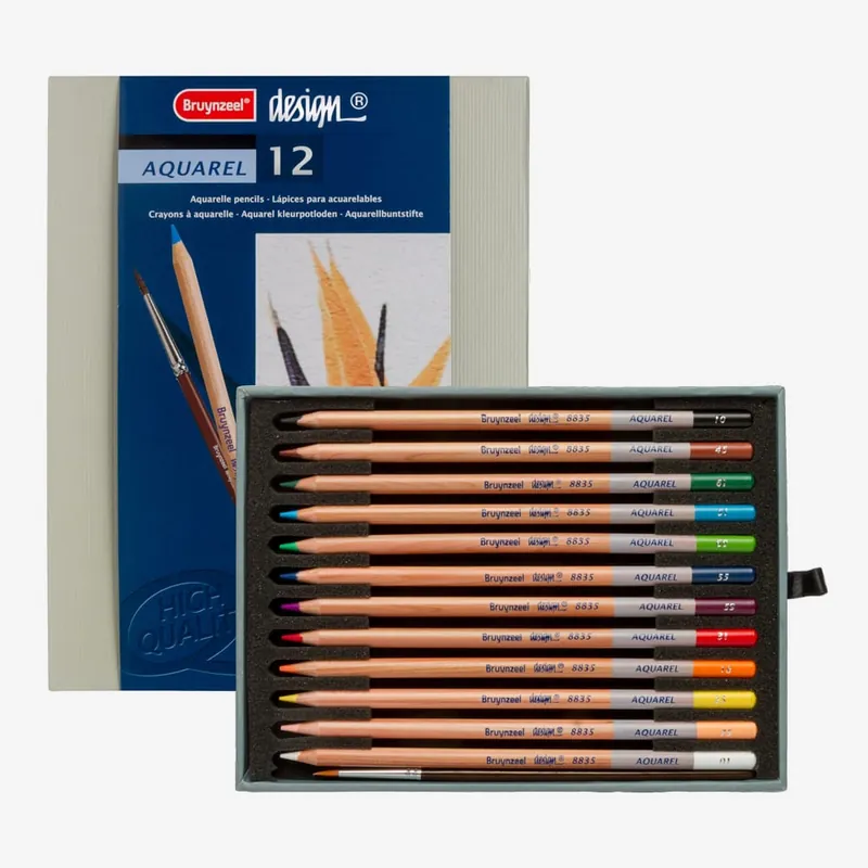 Bon Marché Bruynzeel Design Crayon aquarellable Aquarel Boîte de 12 Couleurs assorties