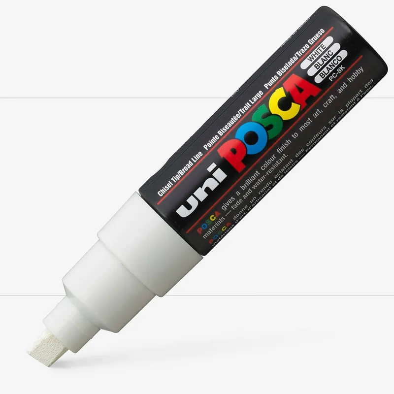 Dernière Chance Uni Posca Marqueur PC-8K Pointe Ciselée 8mm White