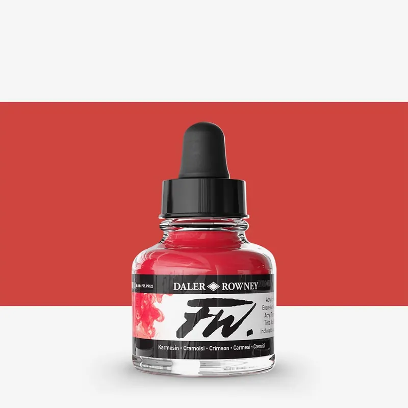 Expédié Aujourd'hui Daler Rowney Encres acryliques FW pour artistes 29,5 ml Cramoisi