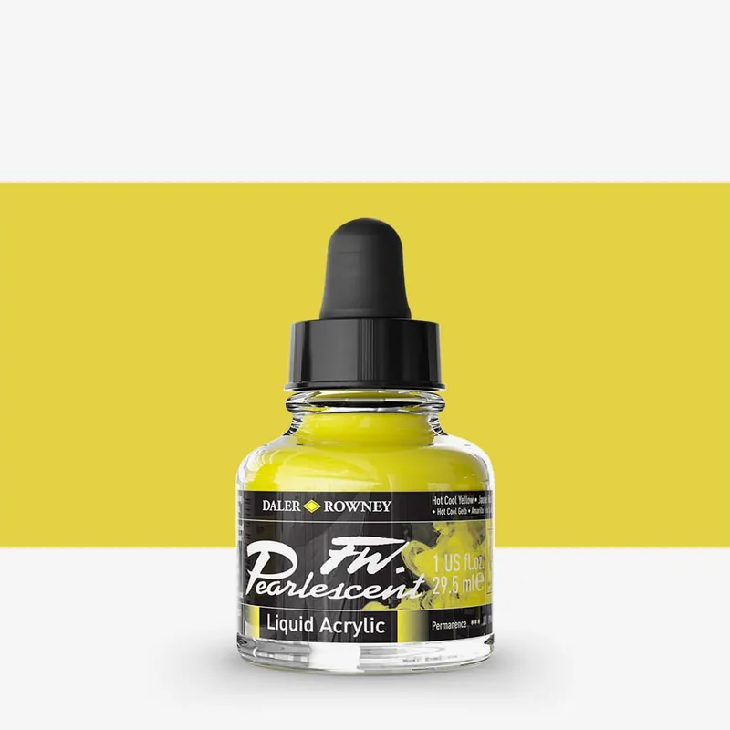 Promotion Daler Rowney Encres acryliques FW pour artistes 29,5 ml Jaune chaud et froid nacré