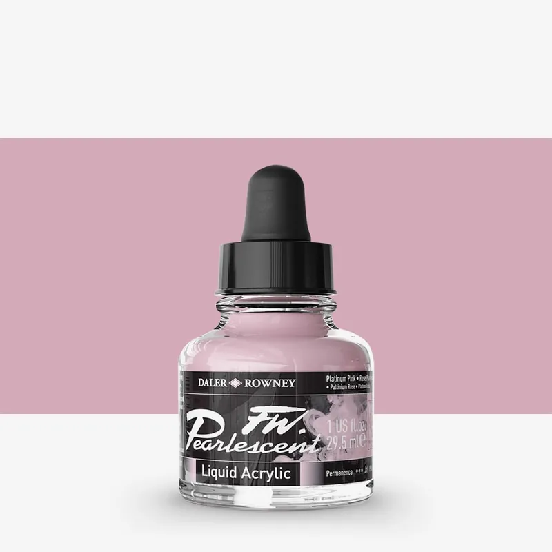 Daler Rowney Encres acryliques FW pour artistes 29,5 ml Rose platine nacré Certifié