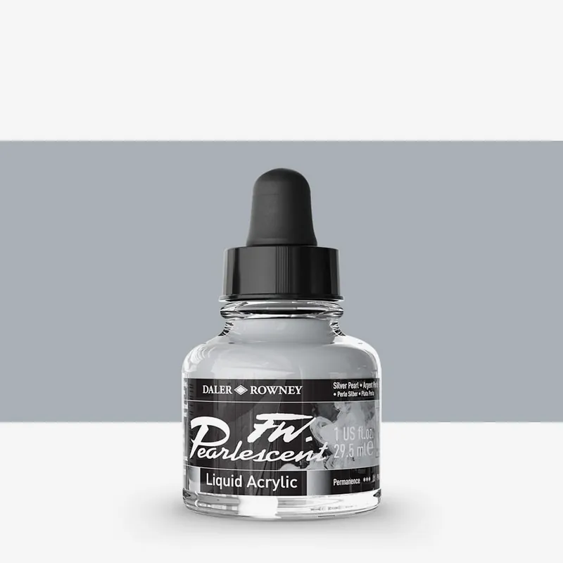 Daler Rowney Encres acryliques FW pour artistes 29,5 ml Argent nacré (Pearl) Dernière Chance