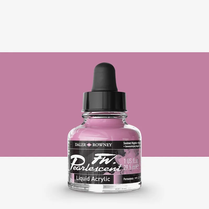Prix Promo Daler Rowney Encres acryliques FW pour artistes 29,5 ml Magenta coucher de soleil nacré