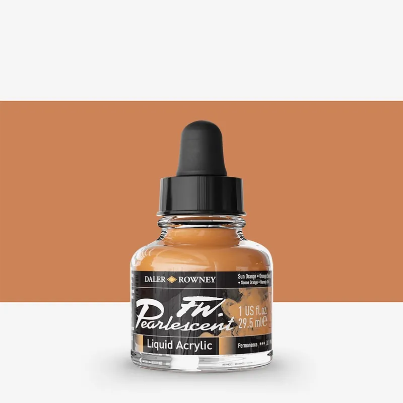 Daler Rowney Encres acryliques FW pour artistes 29,5 ml Orange soleil nacré Promotion