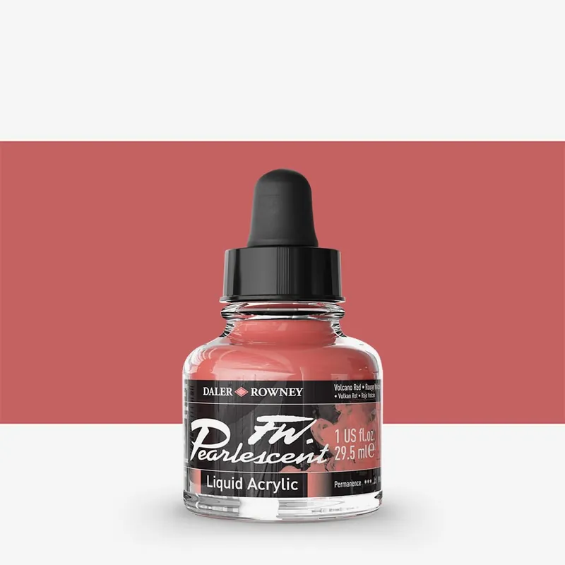 Daler Rowney Encres acryliques FW pour artistes 29,5 ml Rouge volcan nacré Meilleur Choix