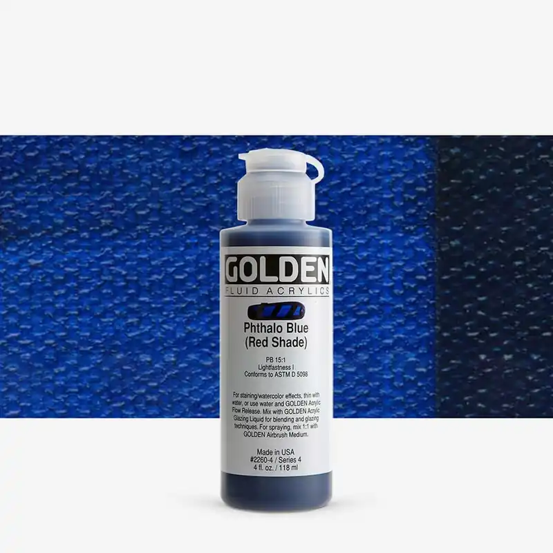 Golden Acrylique Fluide Peinture Acrylique 119 ml (4 oz) Bleu phtalo (nuance rouge) Livraison Express