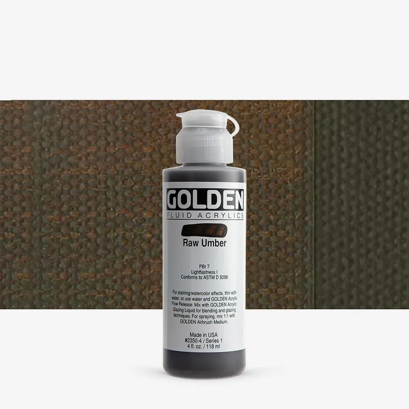 Expédié Aujourd'hui Golden Acrylique Fluide Peinture Acrylique 119 ml (4 oz) Terre d’ombre naturelle