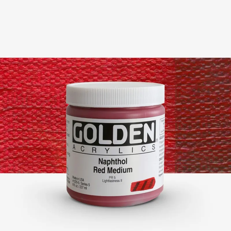 Golden Acrylique Heavy Body Peinture Acrylique 237 ml (8 oz) Rouge naphtol moyen Paiement Sécurisé