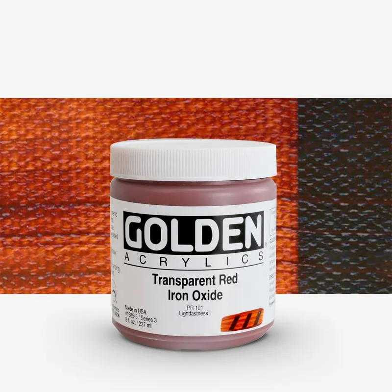 Certifié Golden Acrylique Heavy Body Peinture Acrylique 237 ml (8 oz) O x yde de fer rouge transparent