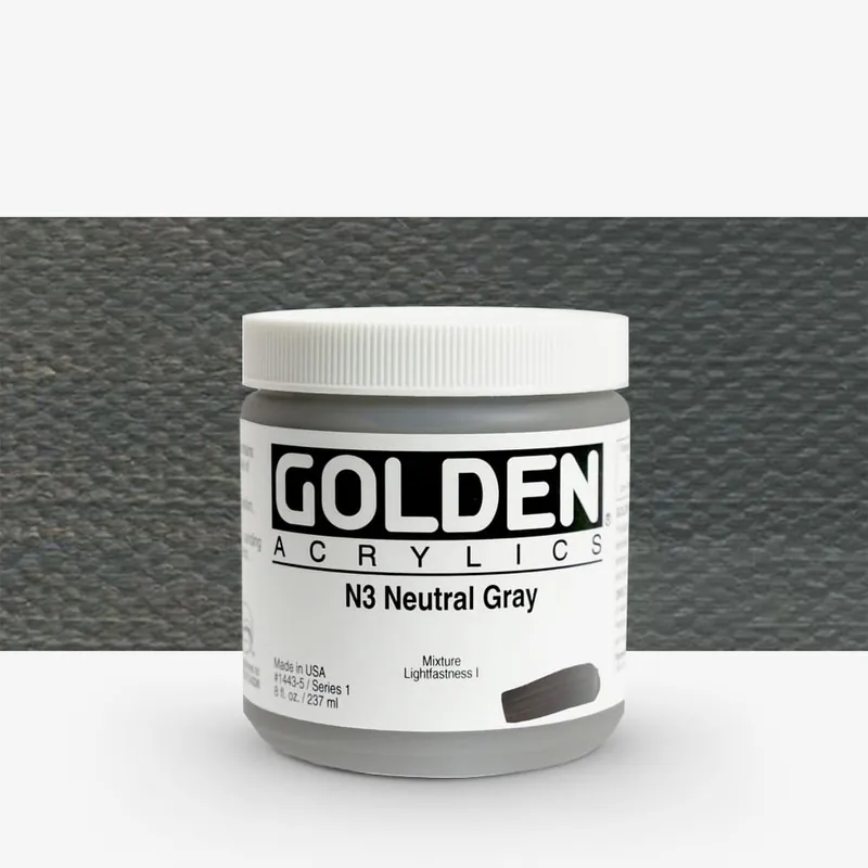 Golden Heavy Body Peinture acrylique 237 ml (8 oz) Gris neutre n°3 Jusqu'à Épuisement Des Stocks