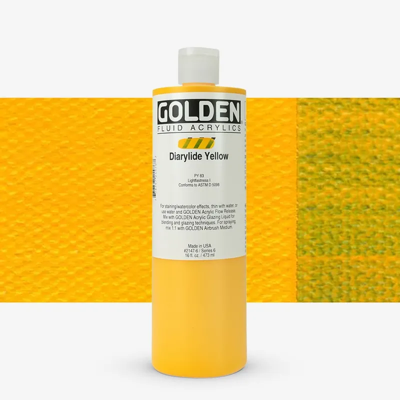 Usine Directe Golden Acrylique Fluide Peinture Acrylique 473 ml (16 oz) Jaune Diarylide