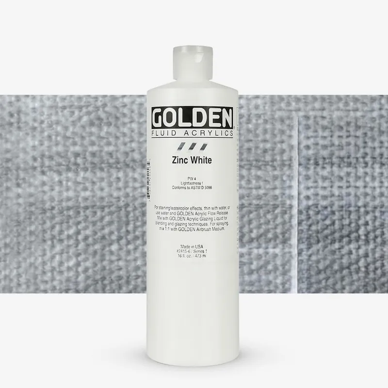 Golden Acrylique Fluide Peinture Acrylique 473 ml (16 oz) Blanc de zinc Bon Plan