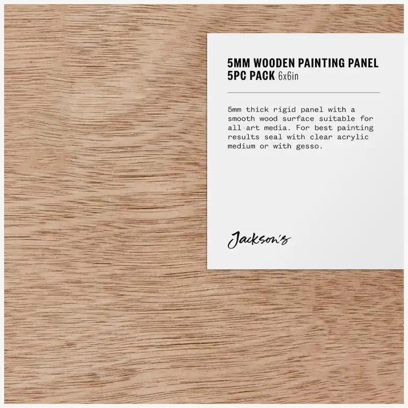 Top Vente Jackson‘s Panneau à peindre en bois (5 mm) 6 x 6 in Lot de 5