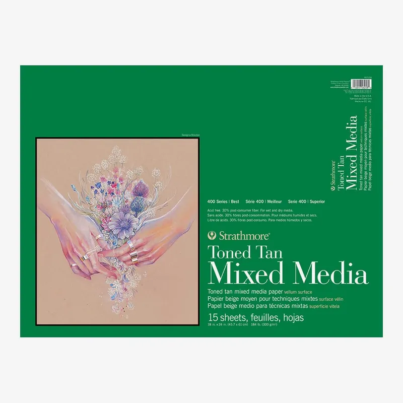 Dernier Modèle Strathmore série 400 teinte beige bloc mixed media 300 g/m² 18 x 24 in
