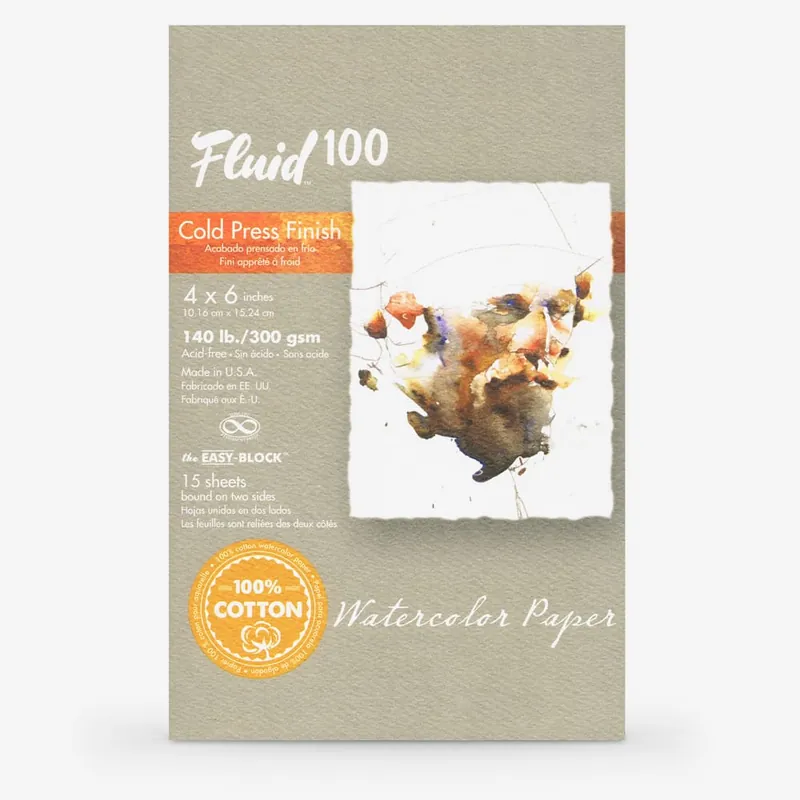 Pas Cher Global Fluid 100 Easy Block papier aquarelle 300 g/m² 4 x 6 pouces grain fin