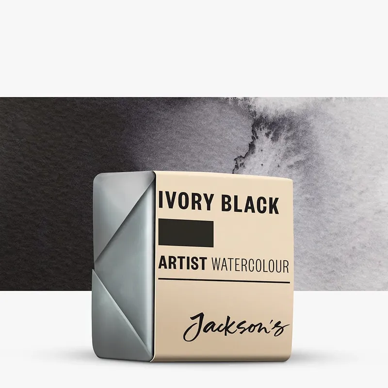 Quantité Limitée Jackson‘s Aquarelle Extra-Fine Artiste Demi-godet Noir d’ivoire