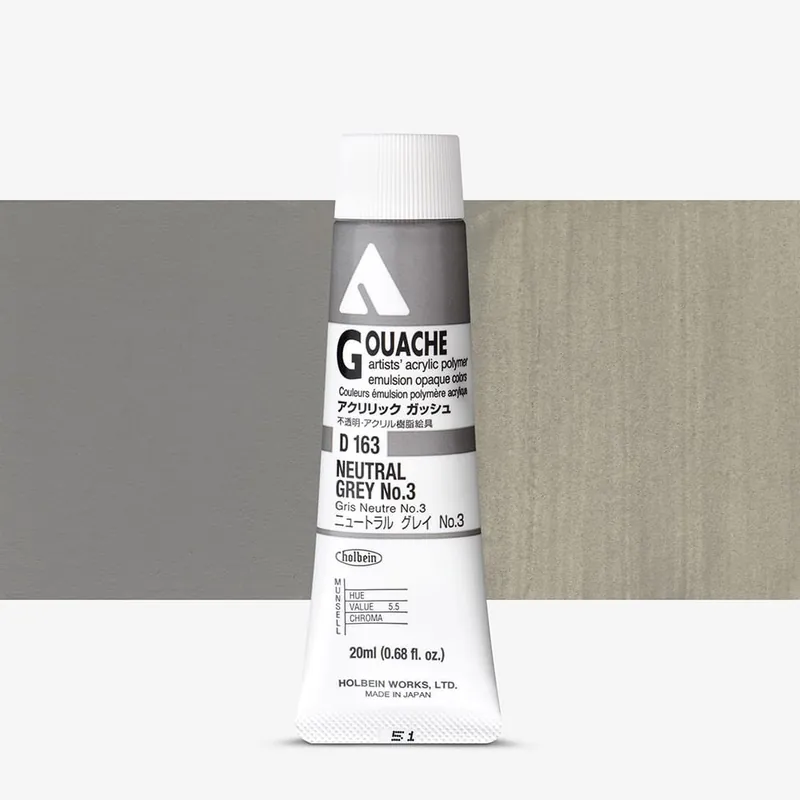 Holbein Gouache Acrylique 20ml Gris neutre n° 3 Nouvel Arrivage