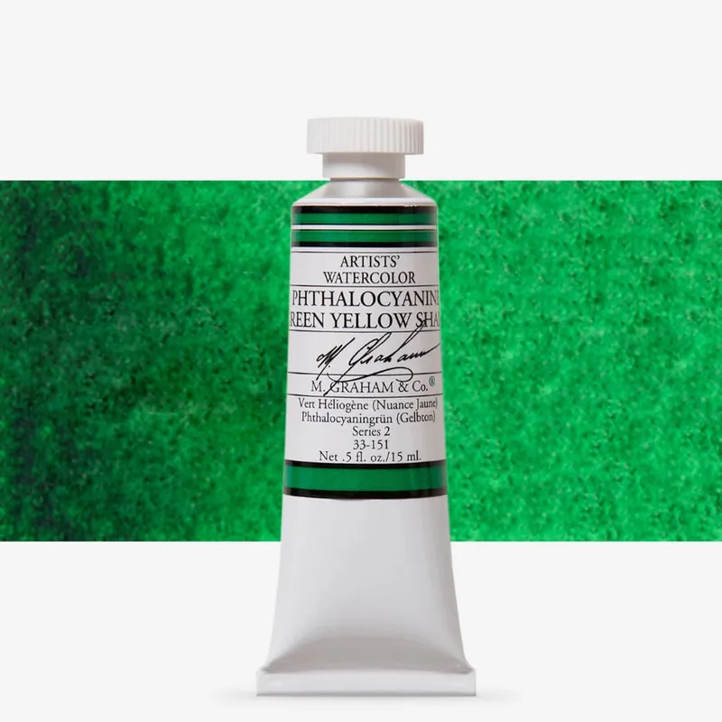 M. Graham Aquarelle extra-fine 15 ml vert phtalo nuance jaune Haute Qualité
