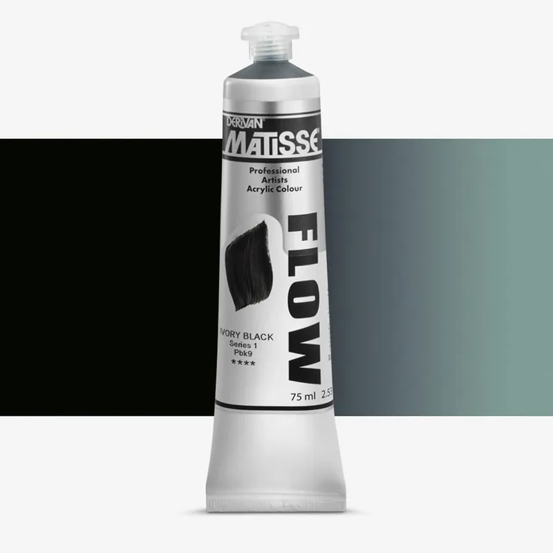 Top Vente Derivan Matisse Flow Peinture Acrylique 75ml Ivory Black