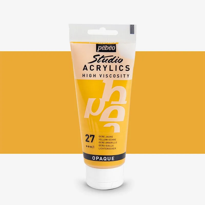 Pebeo haute viscosité peinture acrylique fine 100 ml ocre jaune Retour Gratuit