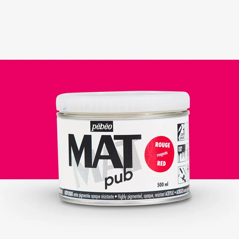 Usine Directe Pebeo Mat Pub peinture acrylique 500 ml rouge magenta