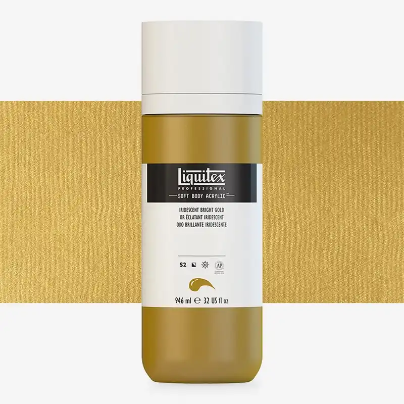 Authentique Liquitex Professionnel peinture acrylique Soft Body 946 ml or clair iridescent