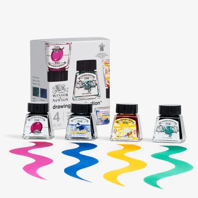 Acheter Direct Winsor & Newton Encres de Dessin 14 ml Collection de teintes profondes Set de 4