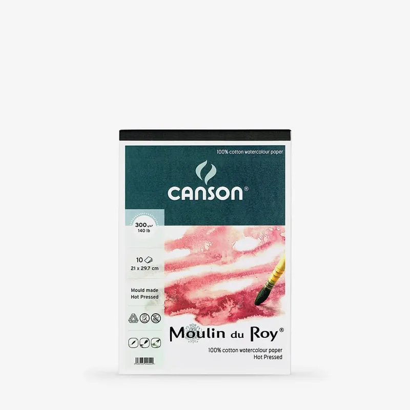 Marque Canson Moulin du Roy bloc de papier aquarelle A4 300 g/m² 10 feuilles grain satiné