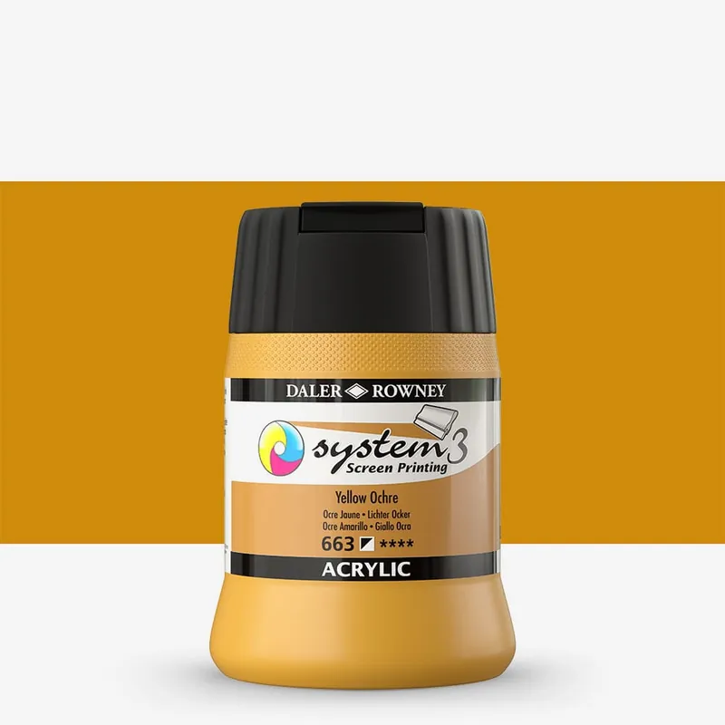 Super Prix Daler Rowney System 3 Peinture Acrylique pour Sérigraphie 250 ml Ocre jaune